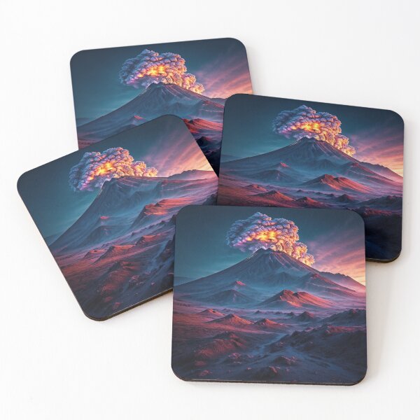 Item preview, Volcanic Ash Landscape with a Towering Volcanic Mountain and Steam Vents Dotting the Landscape, Ai Generated Art designed and sold by AiGens.