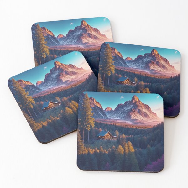 Item preview, Forested Mountain Landscapes with Cozy Cabins, Ai Generated Art designed and sold by AiGens.