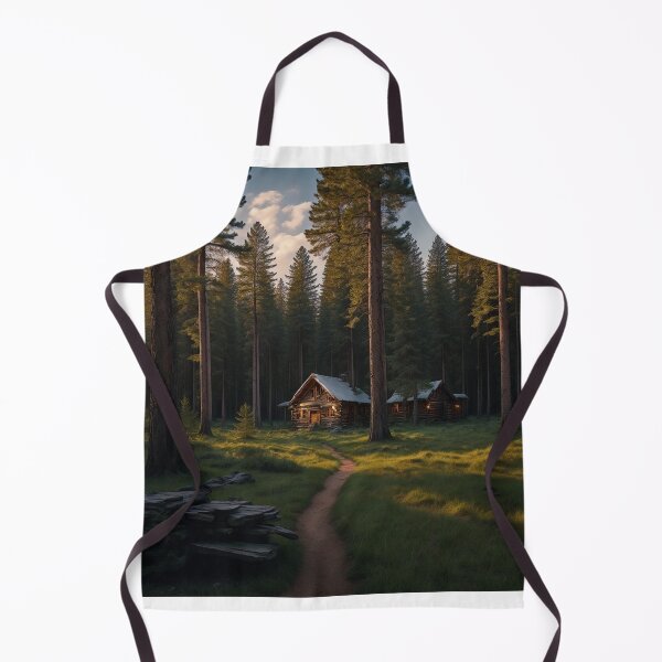 Item preview, Pine Forest Landscapes with Rustic Cabins, Ai Generated Art designed and sold by AiGens.