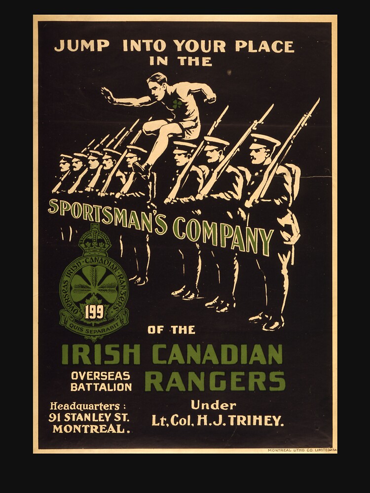 Thumbnail 7 of 7, Classic T-Shirt, 'Irish Canadian Ranger' Vintage Poster (Reproduction) designed and sold by RozAbellera.