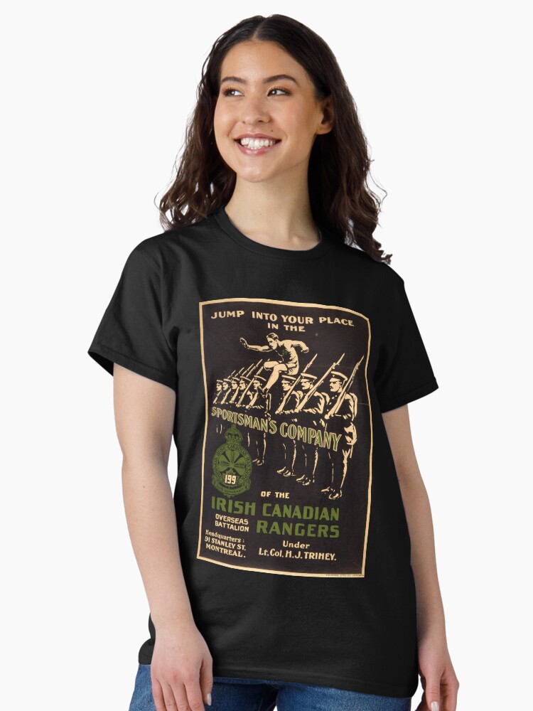 Thumbnail 1 of 7, Classic T-Shirt, 'Irish Canadian Ranger' Vintage Poster (Reproduction) designed and sold by RozAbellera.