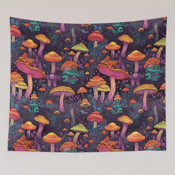 Item preview, Psychedelic mushrooms pattern designed and sold by Jabuticabaeyes.