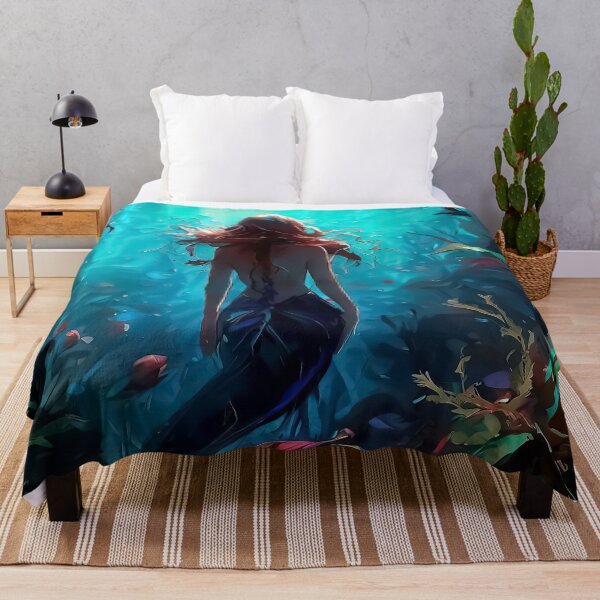 Item preview, Beautiful female mermaid in underwater plants garden world painting designed and sold by TomFrontierArt.