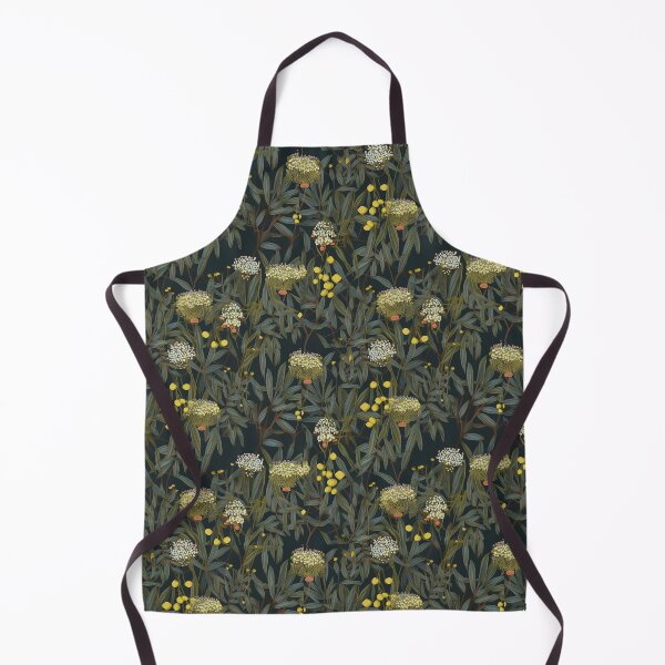 Item preview, Beautiful Native Australian wallpaper for bookcovers and homewares. Dense branches of eucalypt leaves with wattle buds and blossoms on dark background 2 designed and sold by NatTex.