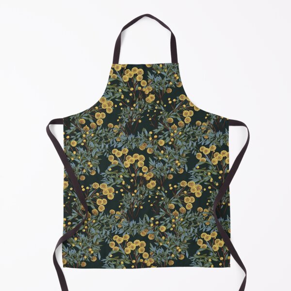 Item preview, Beautiful Native Australian wallpaper for bookcovers and homewares. Dense branches of eucalypt leaves with wattle buds and blossoms on dark background 4 designed and sold by NatTex.