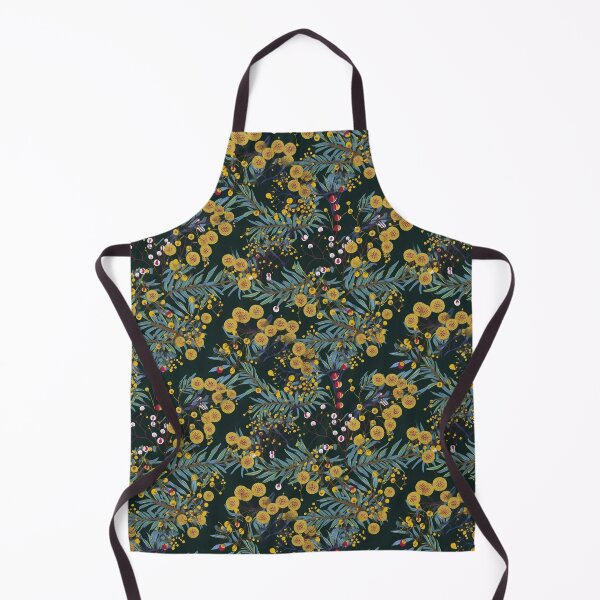 Item preview, Beautiful Native Australian wallpaper for bookcovers and homewares. Dense branches of eucalypt leaves with wattle buds and blossoms on dark background 7 designed and sold by NatTex.