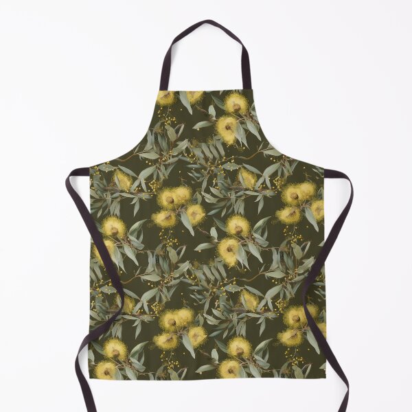 Item preview, Beautiful Native Australian wallpaper for bookcovers and homewares. Dense branches of eucalypt leaves with wattle buds and blossoms on dark background 12 designed and sold by NatTex.