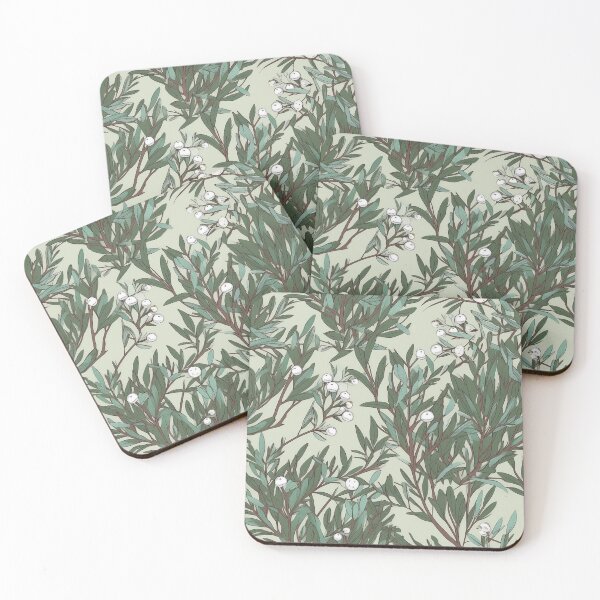 Item preview, Beautiful Native Australian wallpaper for bookcovers and homewares. Tea tree branches and flowers with twisted trunks on a light background 3 designed and sold by NatTex.
