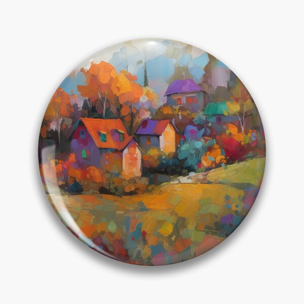Item preview, Countryside village at sunset designed and sold by Red Witch Art.