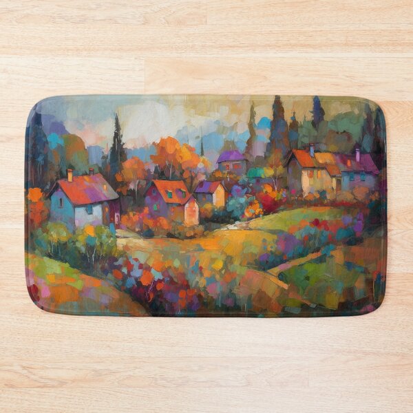 Item preview, Countryside village at sunset designed and sold by Red Witch Art.