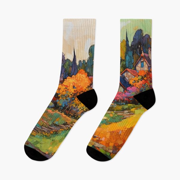 Item preview, Countryside village at sunset 1 designed and sold by Red Witch Art.