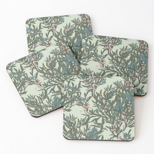 Item preview, Beautiful Native Australian wallpaper for bookcovers and homewares. Tea tree branches and flowers with twisted trunks on a light background 9 designed and sold by NatTex.