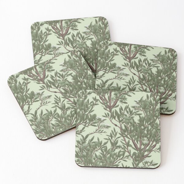 Item preview, Beautiful Native Australian wallpaper for bookcovers and homewares. Tea tree branches and flowers with twisted trunks on a light background 10 designed and sold by NatTex.