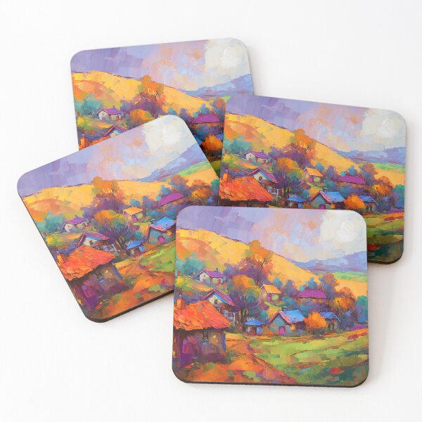 Item preview, Countryside village at sunset 2 designed and sold by Red Witch Art.