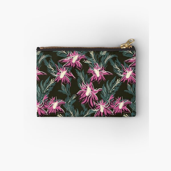 Item preview, Beautiful Native Australian wallpaper for bookcovers and homewares. Coastal Pigface flowers a dark background with kangaroo paw and salt bush 2 designed and sold by NatTex.