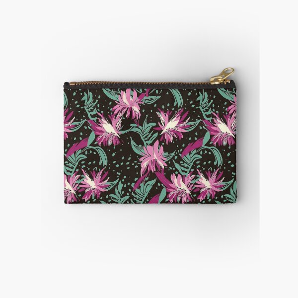 Item preview, Beautiful Native Australian wallpaper for bookcovers and homewares. Coastal Pigface flowers a dark background with kangaroo paw and salt bush 4 designed and sold by NatTex.