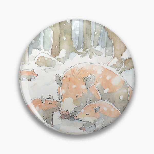 Artikelvorschau, Winter's Wild Beauty: Watercolor Boar Snow Art entworfen und verkauft von ReiraNogami.