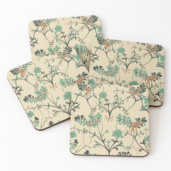 Item preview, Beautiful Native Australian wallpaper for bookcovers and homewares. Coastal Pigface flowers a dark background with kangaroo paw and salt bush 7 designed and sold by NatTex.