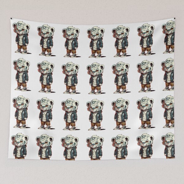 Item preview, Fierce Enchantment: Image of Pixar-Style White Tiger with a Wicked Face designed and sold by SweetMagicDream.