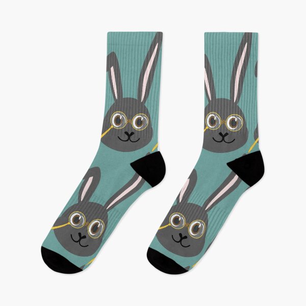 Item preview, Bunny with glasses, rabbit with glasses, vintage, endless pattern, gray, Grey White And Black designed and sold by bubbley2021.