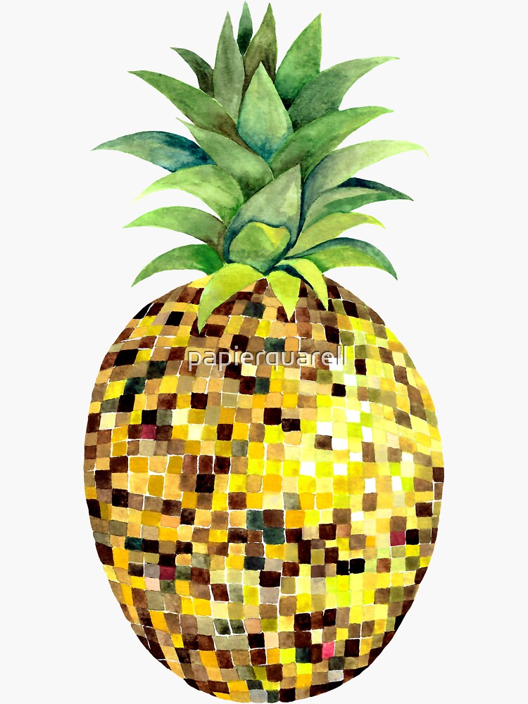 Disco Ball Pineapple Pink Background Sticker for Sale by papierquarell