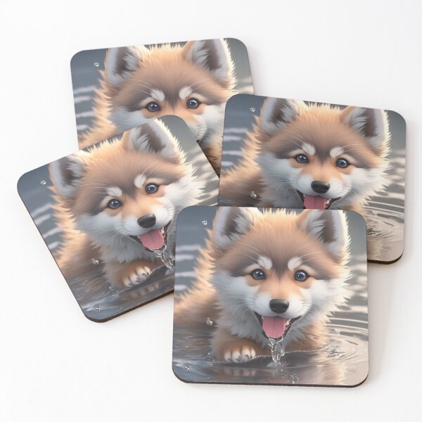 Item preview, Playful Wolf cub Chibi in water designed and sold by Rothnaric.