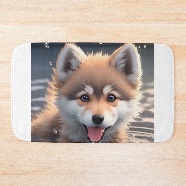 Item preview, Playful Wolf cub Chibi in water designed and sold by Rothnaric.