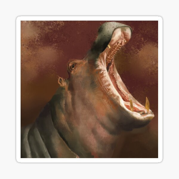 Animalillustration, Africa, Hippo, Hippopotamus power Sticker