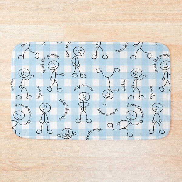 Item preview, Motivational Stick Man on Blue Square Seamless Pattern designed and sold by artbybiyan.