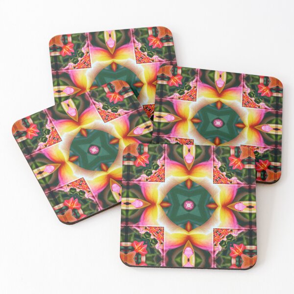 Item preview, *Wonderful Colorful Geometric Plumeria Hawaiian Flowers Abstract Patchwork Painting.* designed and sold by Ralek.