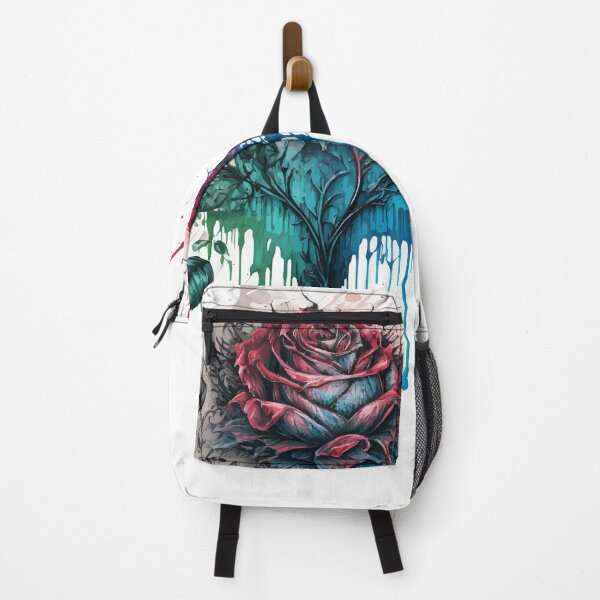 Item preview, Grunge Red Rose Dripping with Blue Ink and Paint Splashes designed and sold by StephanieWard.