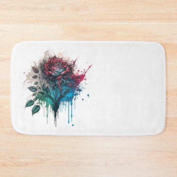 Item preview, Grunge Red Rose Dripping with Blue Ink and Paint Splashes designed and sold by StephanieWard.