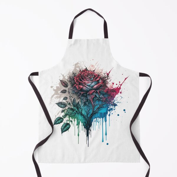 Item preview, Grunge Red Rose Dripping with Blue Ink and Paint Splashes designed and sold by StephanieWard.