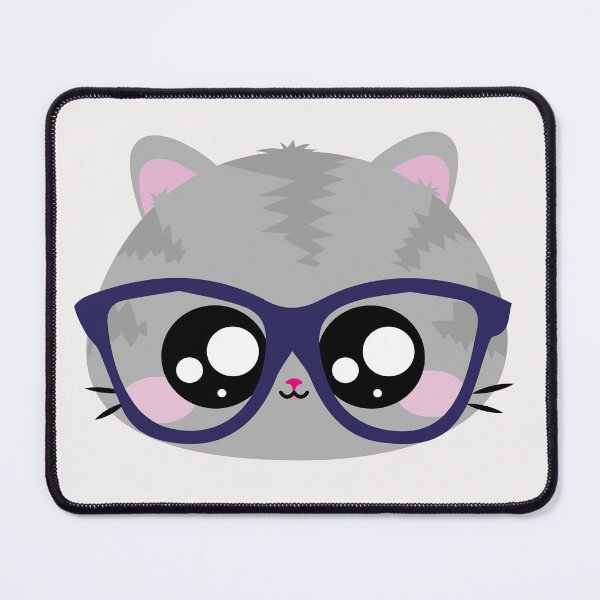 Item preview, Gato cinza de óculos Kawaii - Gato e óculos designed and sold by GirlaineSQ.