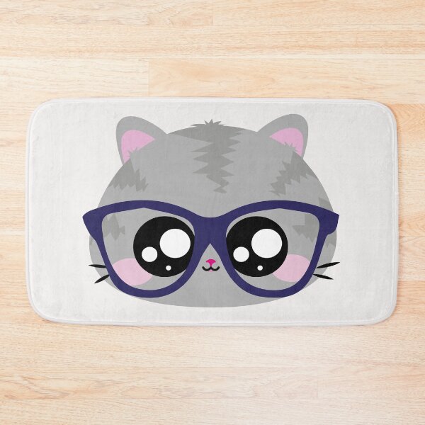 Item preview, Gato cinza de óculos Kawaii - Gato e óculos designed and sold by GirlaineSQ.