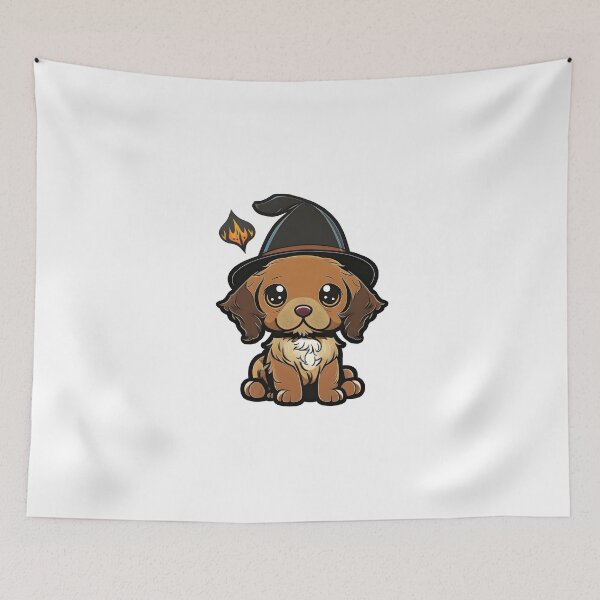 Item preview, Cute Puppy in a Wizard Hat | Whimsical Pet Art designed and sold by AdventurerPack.