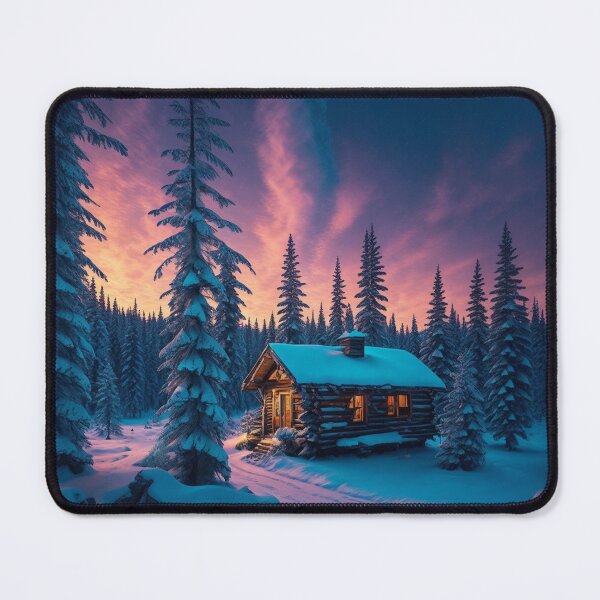 Item preview, Boreal Forest Landscapes with Wooden Cabins, Ai Generated Art designed and sold by AiGens.