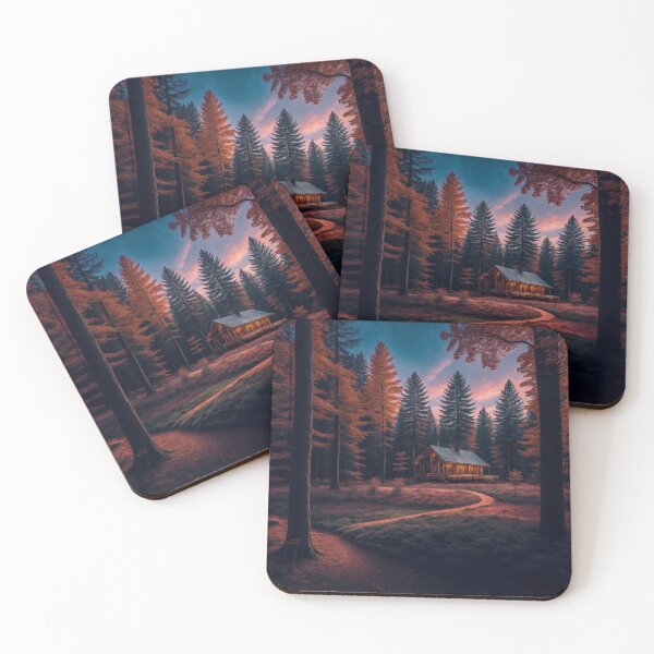 Item preview, Deciduous Forest Landscapes with Cabin Homes, Ai Generated Art designed and sold by AiGens.