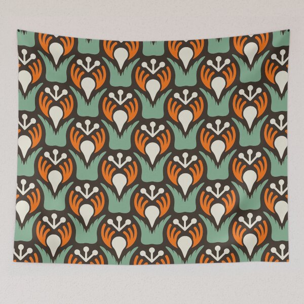 Item preview, KF 0038 F - Retro Vintage Flowers Minimalist 70s Modern Geometric Floral Pattern designed and sold by KhakiFinch.