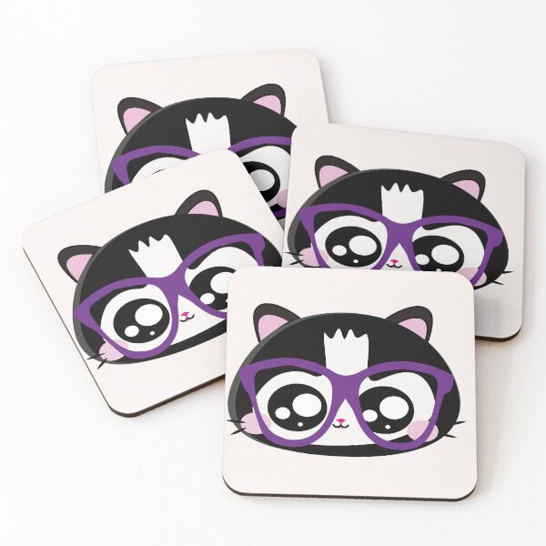 Item preview, Kawaii Gato preto e branco de óculos - Gato de Óculos designed and sold by GirlaineSQ.