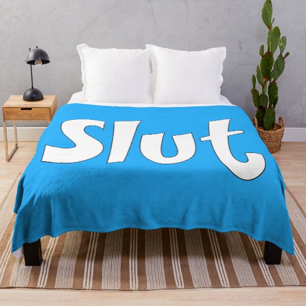 Item preview, Slut - White on Cyan designed and sold by TeaseMePleaseMe.