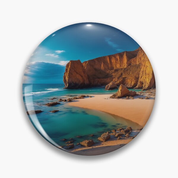 Item preview, A sandy beach nestled between the rocky cliffs, Ai Generated Art designed and sold by AiGens.