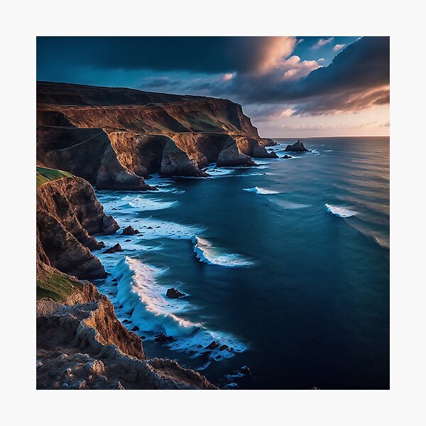 Item preview, Majestic seaside cliff landscapes with crashing waves, Ai Generated Art designed and sold by AiGens.