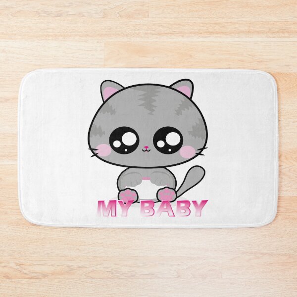 Item preview, Baby Cat, Gatinho preto e branco com bochechas rosadas, com olhos brilhantes sentados com as patinhas para cima esperando por colo. kawaii designed and sold by GirlaineSQ.