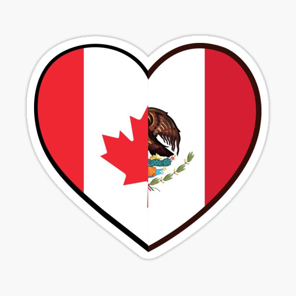 Vista previa del artículo con la obra «Mitad canadiense mitad corazón mexicano, bandera de EE. UU. Canadá», diseñado y vendido por Quicker-Shop.