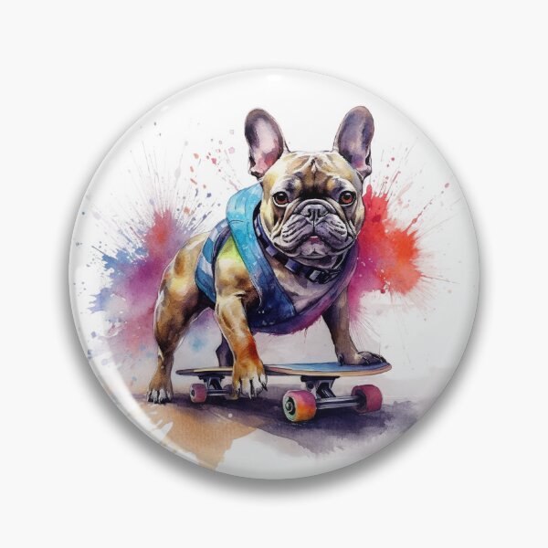 Item preview, watercolor skater bulldog designed and sold by Polnorandco.