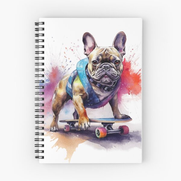 Item preview, watercolor skater bulldog designed and sold by Polnorandco.