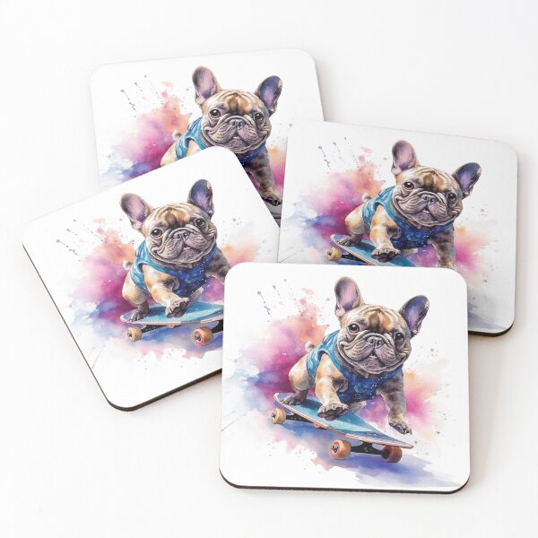 Item preview, watercolor skate crazy bulldog designed and sold by Polnorandco.