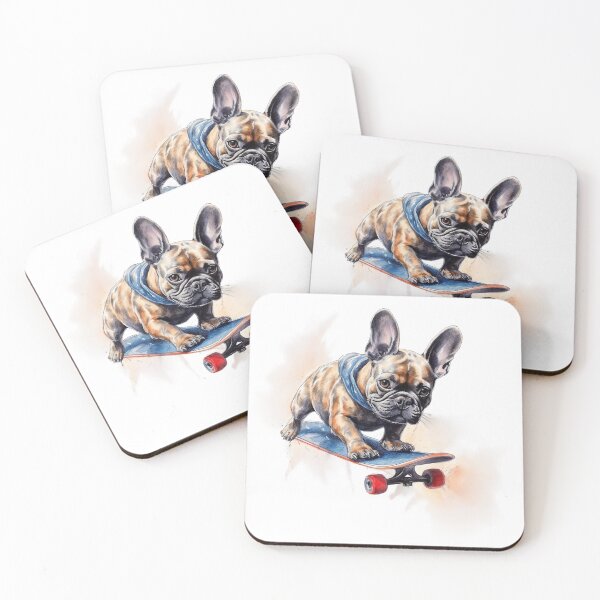 Item preview, Baby Bulldog skateboarding watercolor designed and sold by Polnorandco.