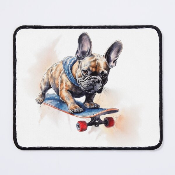 Item preview, Baby Bulldog skateboarding watercolor designed and sold by Polnorandco.